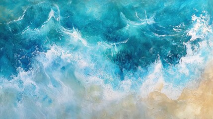 Obraz premium Ocean Waves Abstract Painting: Turquoise Tides
