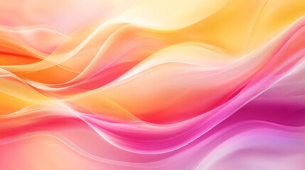Obraz premium Soft Flowing Waves of Abstract Colors Blending Together in a Beautiful Gradient of Warm Pink, Orange, and Yellow Hues for a Serene Background