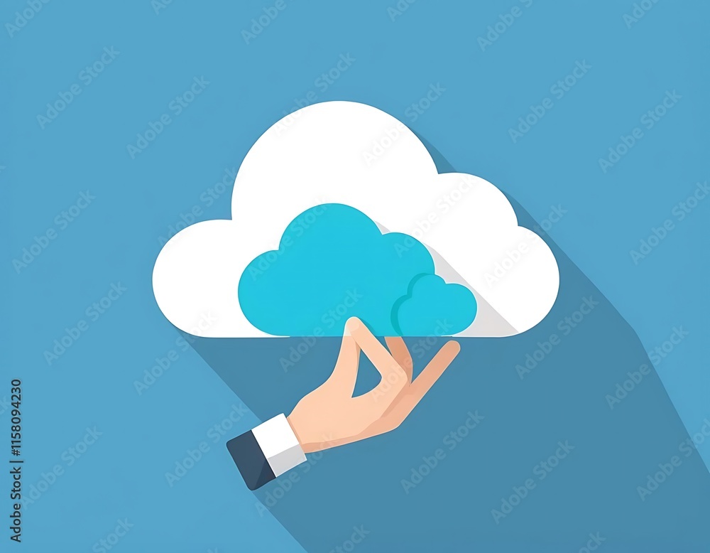 Poster hand holding cloud computing data storage network