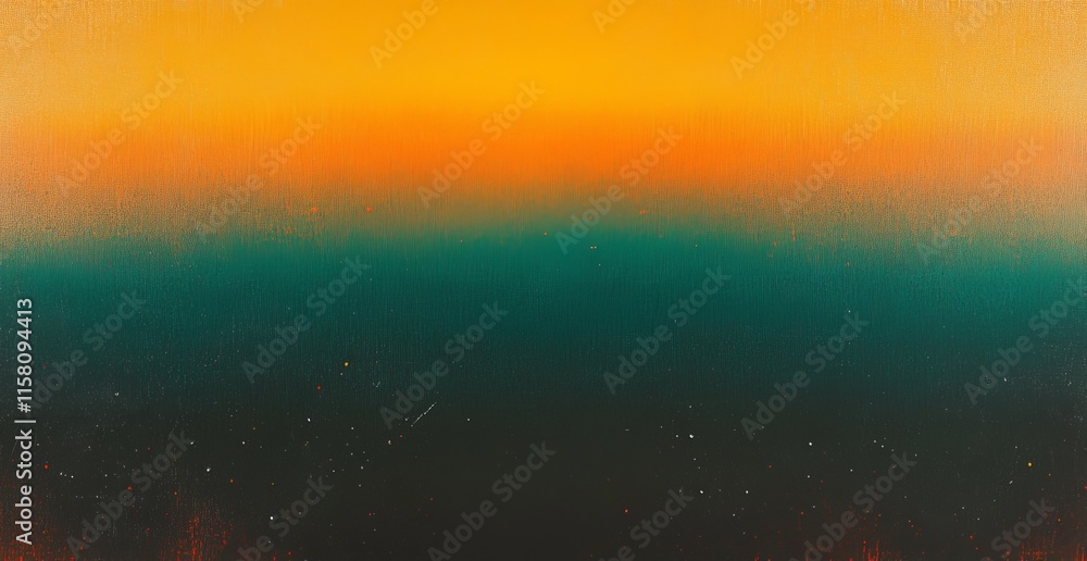 Poster abstract sunset gradient background with orange, teal, and dark tones, featuring subtle texture and 