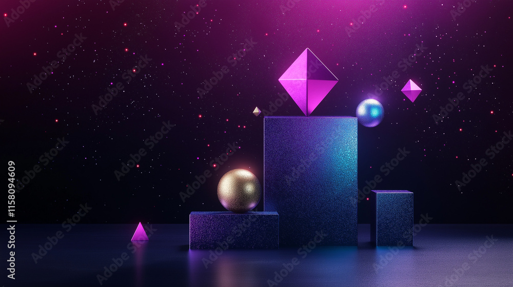 Aufkleber abstract geometric shapes: a captivating abstract composition features sleek geometric shapes in vib