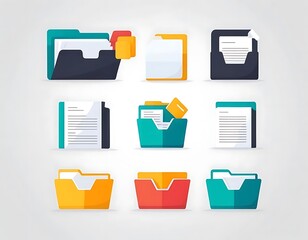 Colorful Folders and Documents Digital Organization System