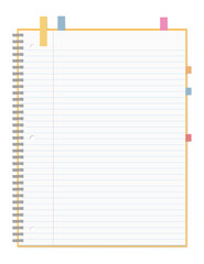 シンプルな罫線のノートと付箋のセット、リングノート