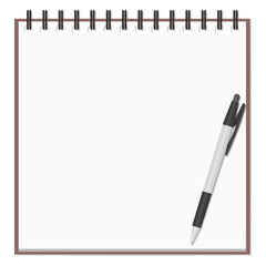 シンプルなメモ帳とボールペンのセット、リングノート