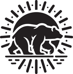Bear and sun vector silhouette