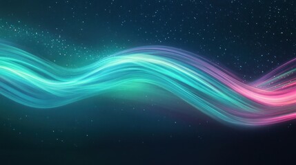 Abstract wavy light streaks on dark background.
