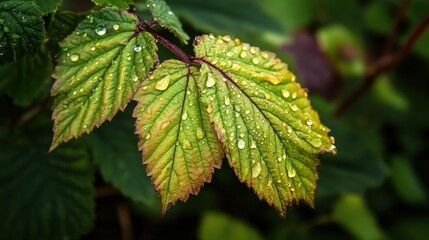 Dew-Kissed Leaves: A Close-Up of Nature's Beauty