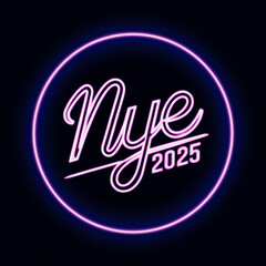 NYE 2025 new year's eve - happy new year - iconic logo - social media post - space for copy - black background - round