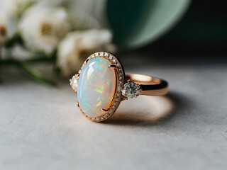 A timeless piece of jewelry with a central white opal