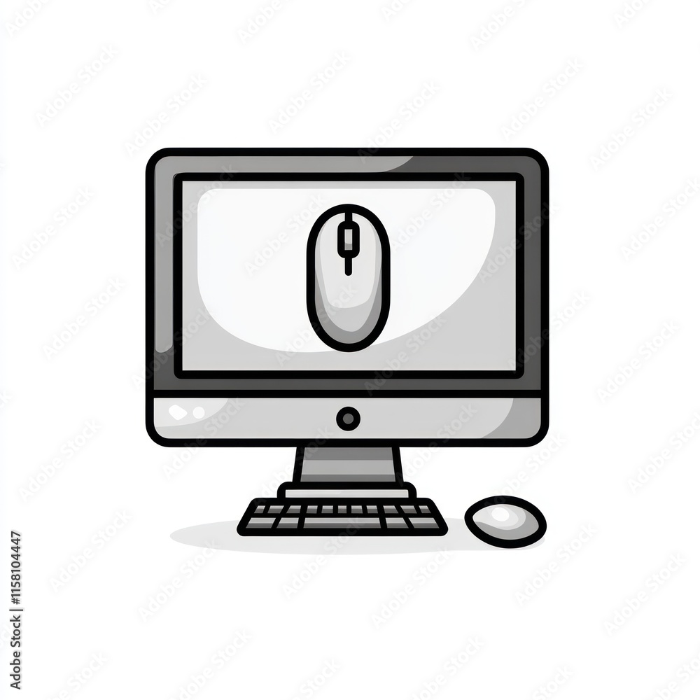 Poster simple computer desktop icon with mouse and keyboard.