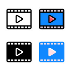 Fototapeta premium Video gallery icon set. Suitable for video player app ui ux. Multimedia video player.