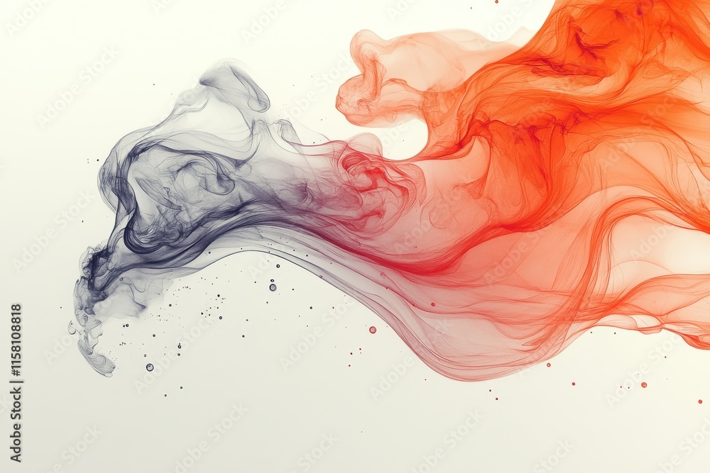 Poster vibrant swirling smoke abstract art with bold red and soft gray colors creating a stunning visual ba