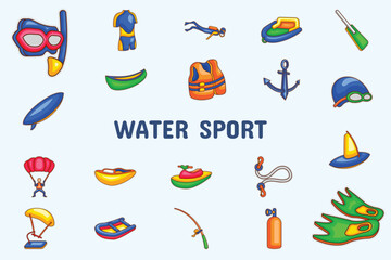 Water Sport Lineal Color Vector Illustration Icon Sticker Set Design Materials
