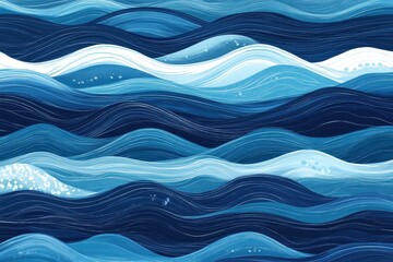 Obraz premium Abstract illustration of ocean waves in varying shades of blue. Perfect for websites, designs, or projects needing a calming, watery feel.