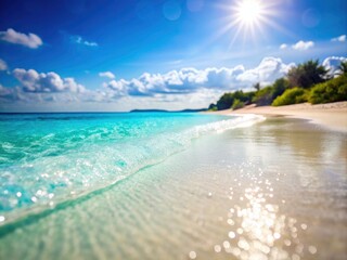 Obraz premium Stunning White Sand Beach Coastline Afternoon Bokeh Photography - High-Resolution Image