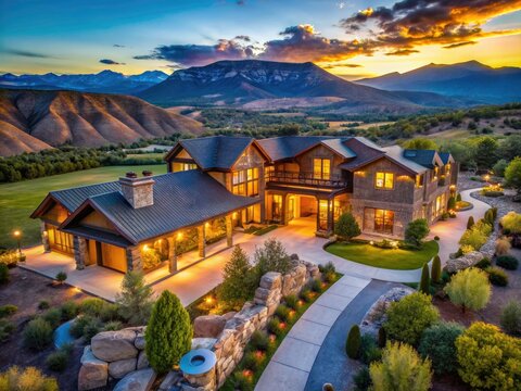 Utah Luxury Home Aerial Parallax Photography - Red Ledges Heber Panoramic Views