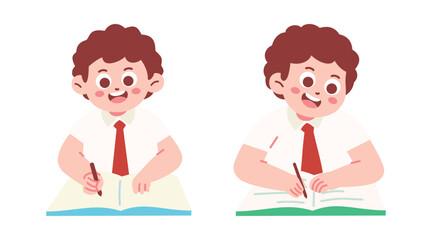 Elementary Student Writing On Paper Taking Exam