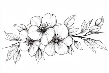 A black and white drawing of a flower with three petals