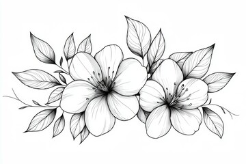 Obraz premium A drawing of two flowers with leaves in between