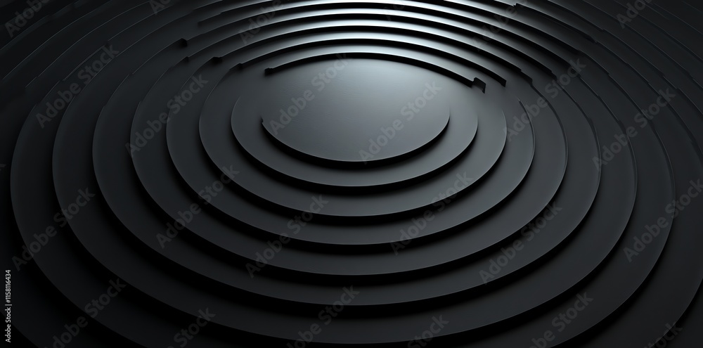 Aufkleber Abstract design featuring concentric circular patterns in shades of black and gray.