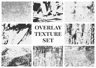 Collection of overlay textures set with grunge style, featuring distressed grain, scratches, and old damage. Ideal for adding a rugged, vintage touch.