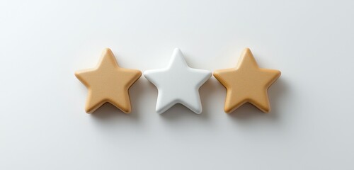 Three stars are placed on a white background