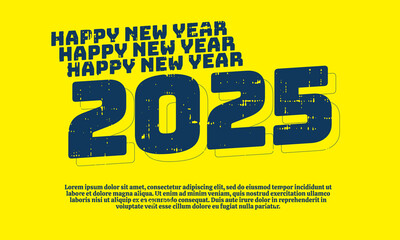 Happy new year 2025 art in a modern color style for celebration wall art and decoration background. Celebrate vector illustration.