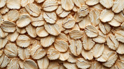 A closeup shot of oatmeal grains in a neat grid, photorealistic, crisp focus, isolated on white background