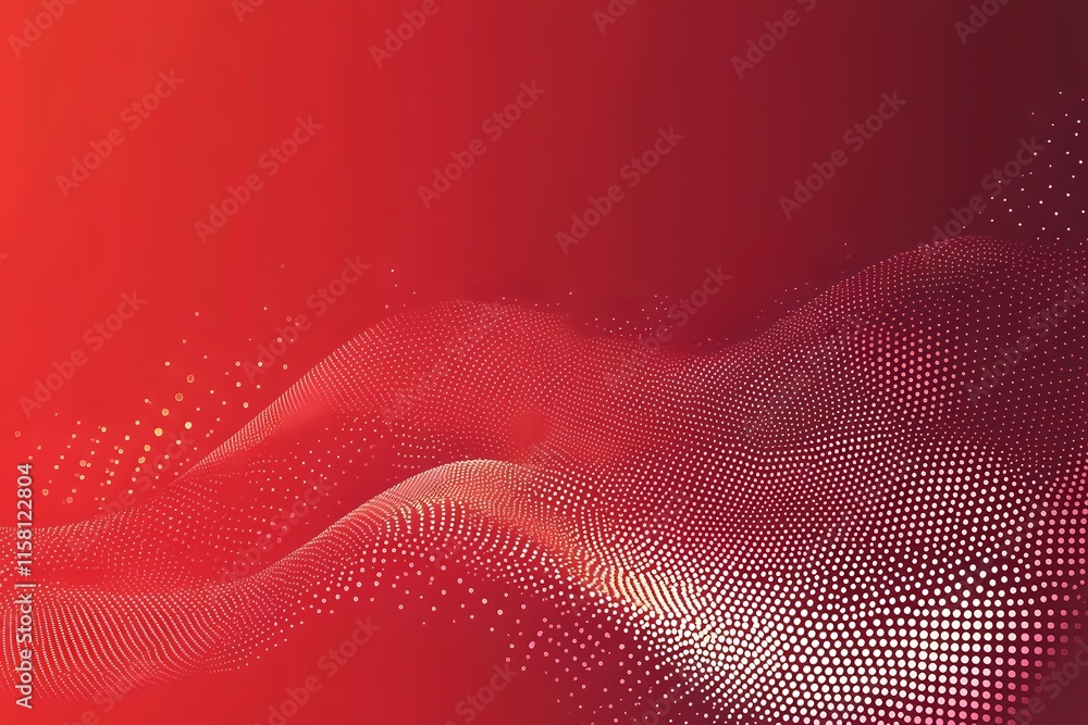 Aufkleber red abstract dotted wave pattern: dynamic design elements flowing beautifully across a vibrant red b
