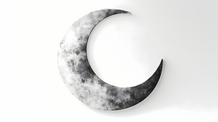 Mystical crescent moon on a stark white background. Crescent. Illustration