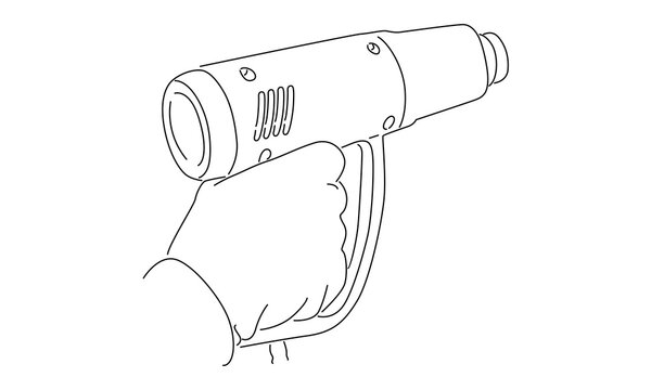 recommend clip art: line art of hand holding heatgun illustration