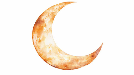 Hand-drawn watercolor illustration of a crescent moon isolated on a white background. Crescent. Illustration