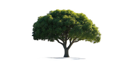 Obraz premium Lush Green Tree: A solitary tree stands tall against a bright sky, its branches reaching upward with a sense of resilience and strength. 