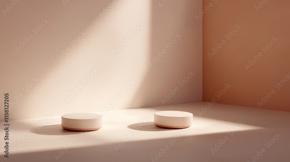 Poster minimalist scene with soft light and shadows.