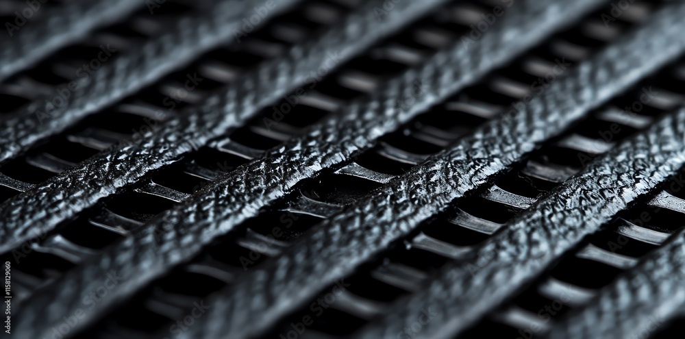 Poster Close-up of a textured black surface with grid-like patterns for grip or ventilation.