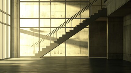 Obraz premium Modern stairwell with elegant lighting design.