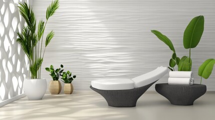 Fototapeta premium Stylish interior with modern furniture and plants.