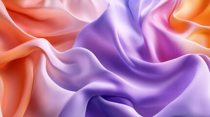 Obraz premium Abstract Draped Fabric Texture with Pastel Orange and Purple Gradient Colors: Soft, Smooth, and Luxurious Silk Waves