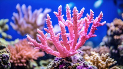 Fototapeta premium Vibrant Coral Reef Exploration with Soft Lighting