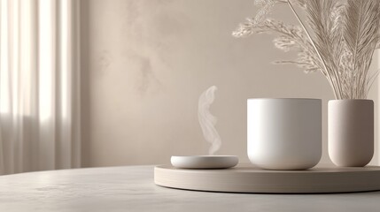 Calm interior with minimal decor and plants.