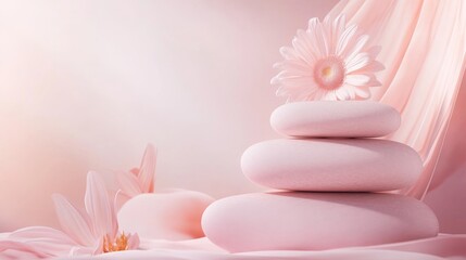 Calm stones and flower for relaxation concept.
