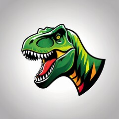 Obraz premium Stylized simplified tyrannosaurus head with white grey background