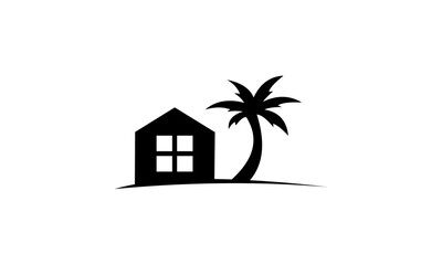 house and palm trees