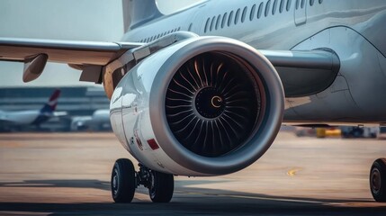 Airplane Jet engine with turbine blades
