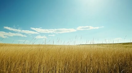 Golden Field Under a Sunny Sky: A Serene Landscape