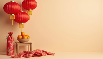 awesome cream-colored background Chinese New Year decoration