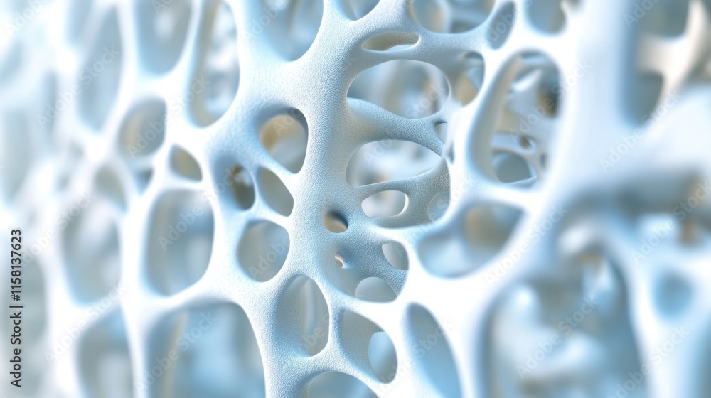 Poster microscopic view of trabecular bone structure: a detailed look at the complex network of bone tissue