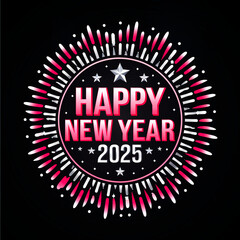 Happy New Year 2025 - Sign Logo Social Media Post - Illustration Back Background - Celebration
