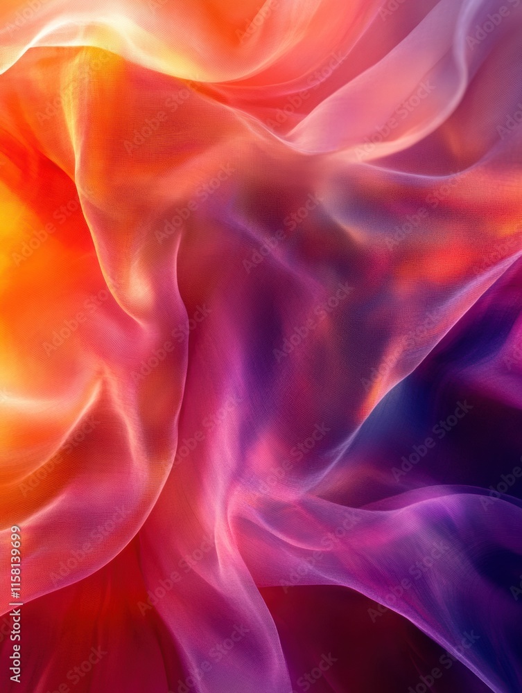 Aufkleber Luxurious silk fabric in vibrant colors creating a stunning visual display with plenty of copy space for your text. Generative AI