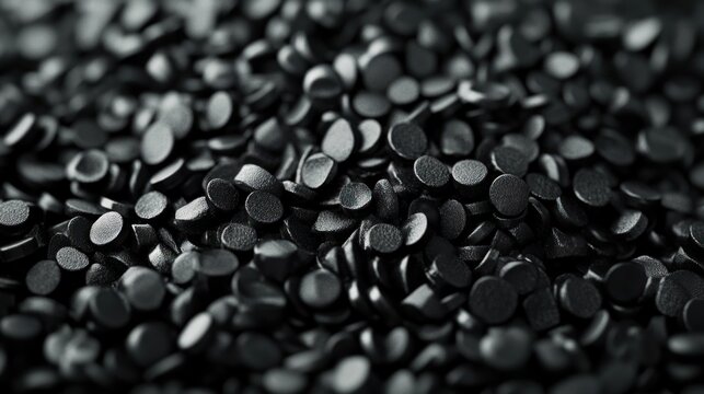 Black plastic pellets a type of polymer resin background